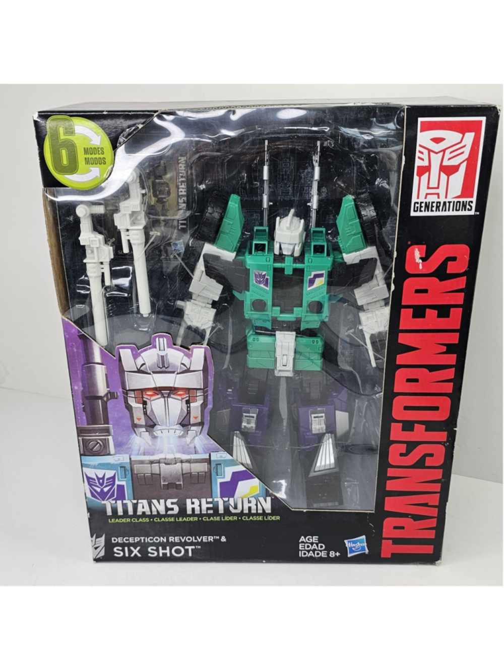 SEALED Transformers Titans Return Leader Deception Revolver & Six Shot Box Wear